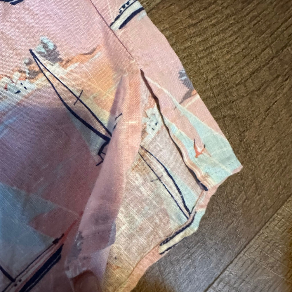 Women's St. Tropez West Pink & Blue Sailboat Maxi Dress S linen - Picture 11 of 12
